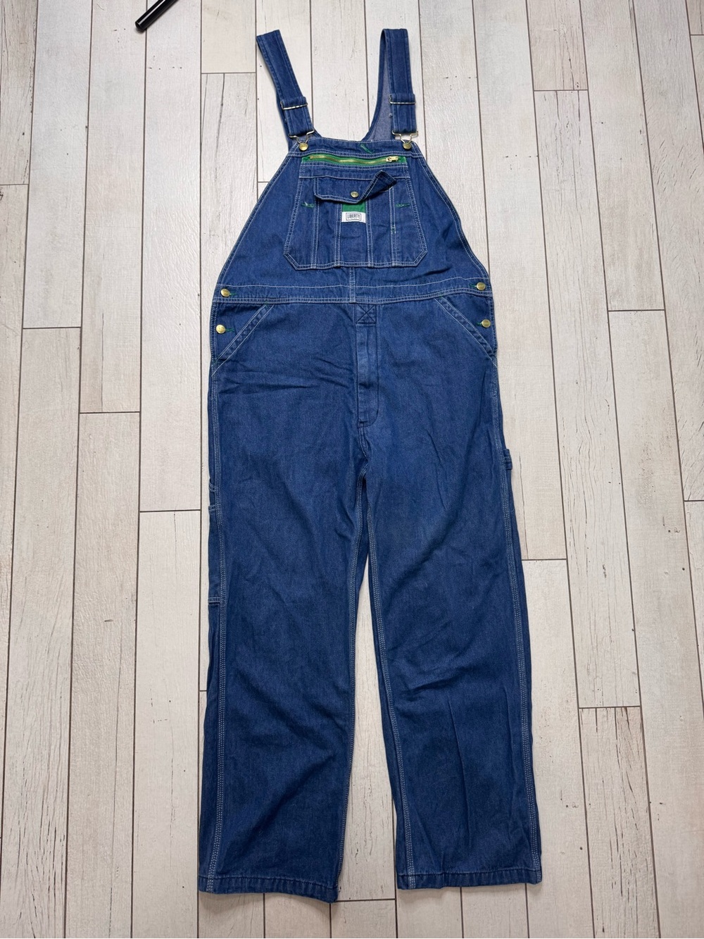 Liberty Bib Overalls Men’s Zipper Fly Carpenter Blue Denim Jeans Size 38x30